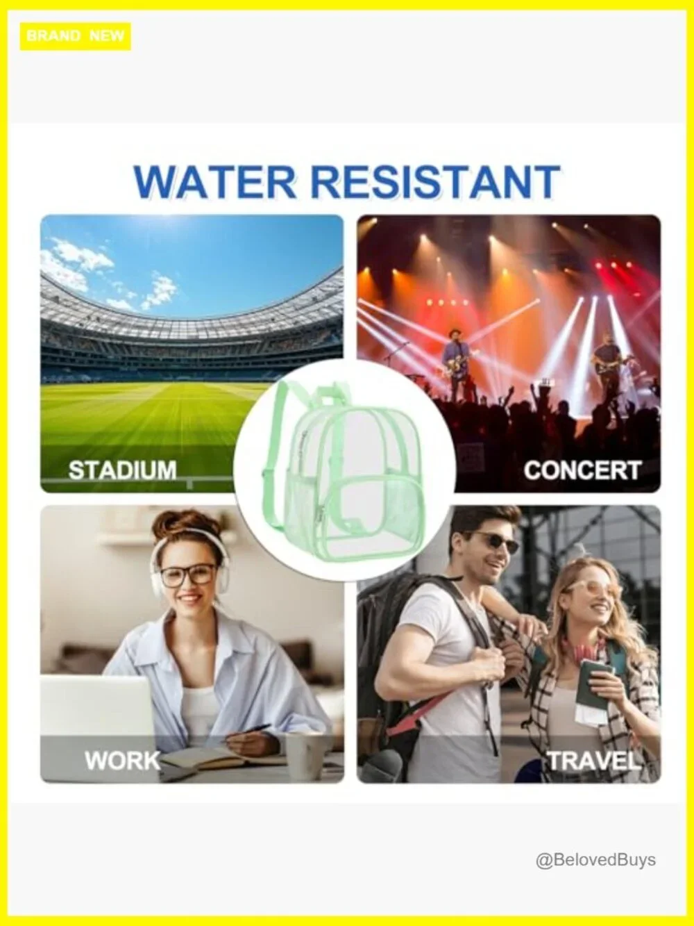 Stadium Approved Clear Backpack PVC Small Waterproof Bag with Front Pocket